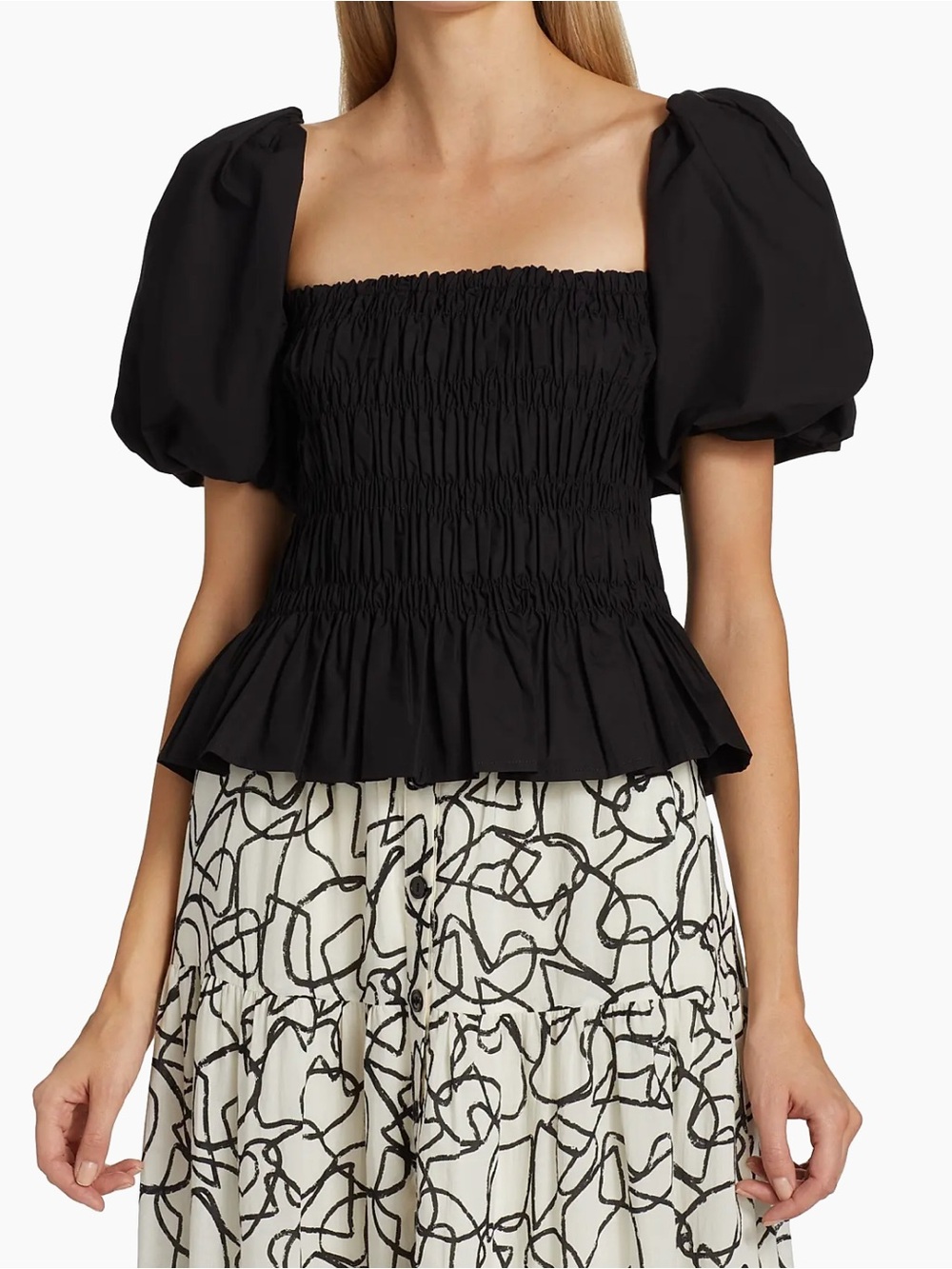 ASTR The Label Savina Puff-Sleeve Top in black